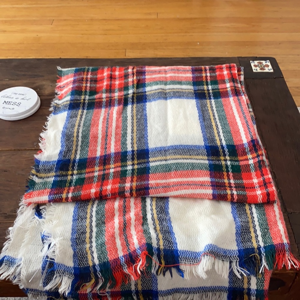 Giant plaid scarf